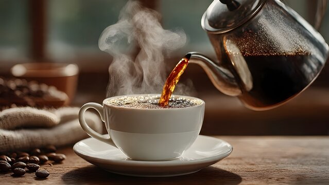 Illustration of morning ritual elements including warm beverages and gentle practices